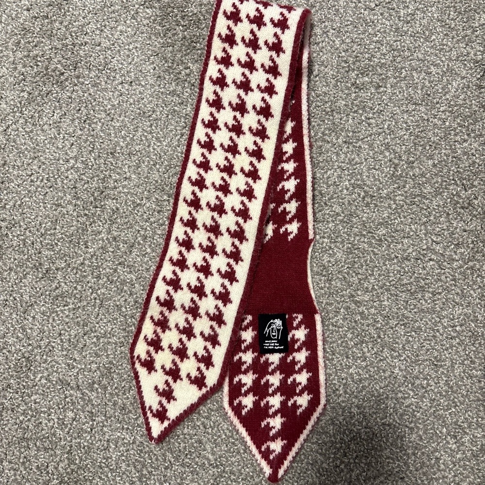 Red and White Houndstooth Men's Wool Winter Holidays Knitβ Tie
